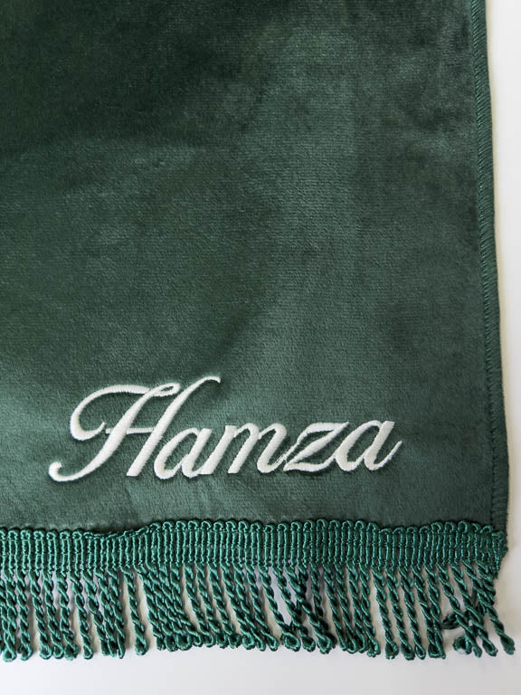 tapis de prière avec personnalisation broderie vert