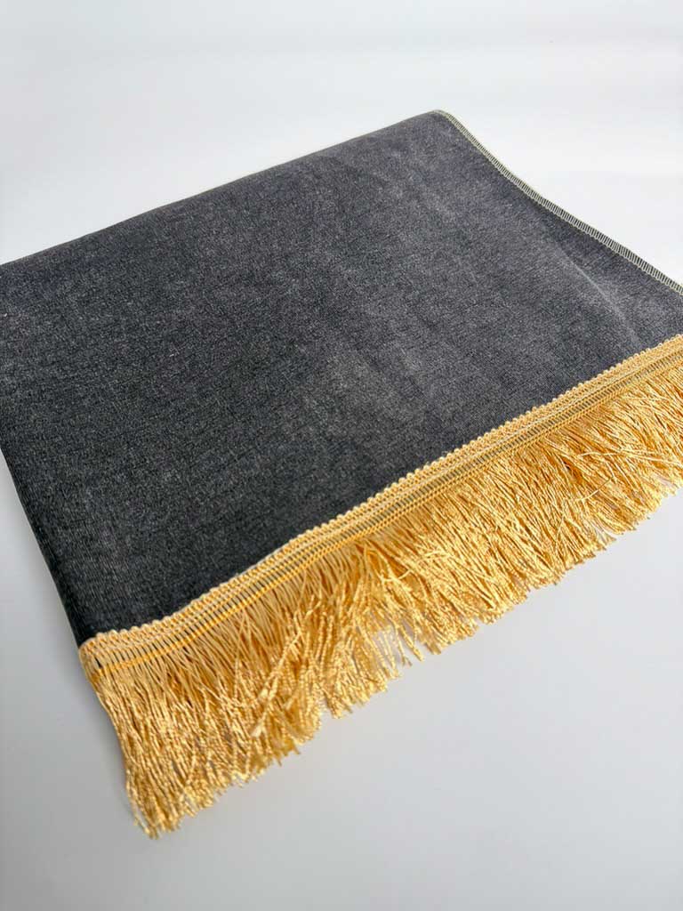 Tapis de prière fin effet velours gris anthracite