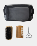 Kit de soins de barbe - Brosse - Peigne - Ciseaux - Trousse à toilette