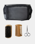 Kit de soins de barbe - Brosse - Peigne - Ciseaux - Trousse à toilette