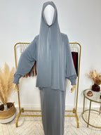 Abaya avec hijab intégré en Soie de Médine - Gris - My Qamis Homme