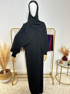 Abaya avec hijab intégré en Soie de Médine - Noir - My Qamis Homme