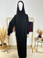 Abaya avec hijab intégré en Soie de Médine - Noir - My Qamis Homme