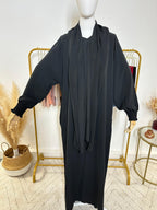 Abaya avec hijab intégré en Soie de Médine - Noir - My Qamis Homme