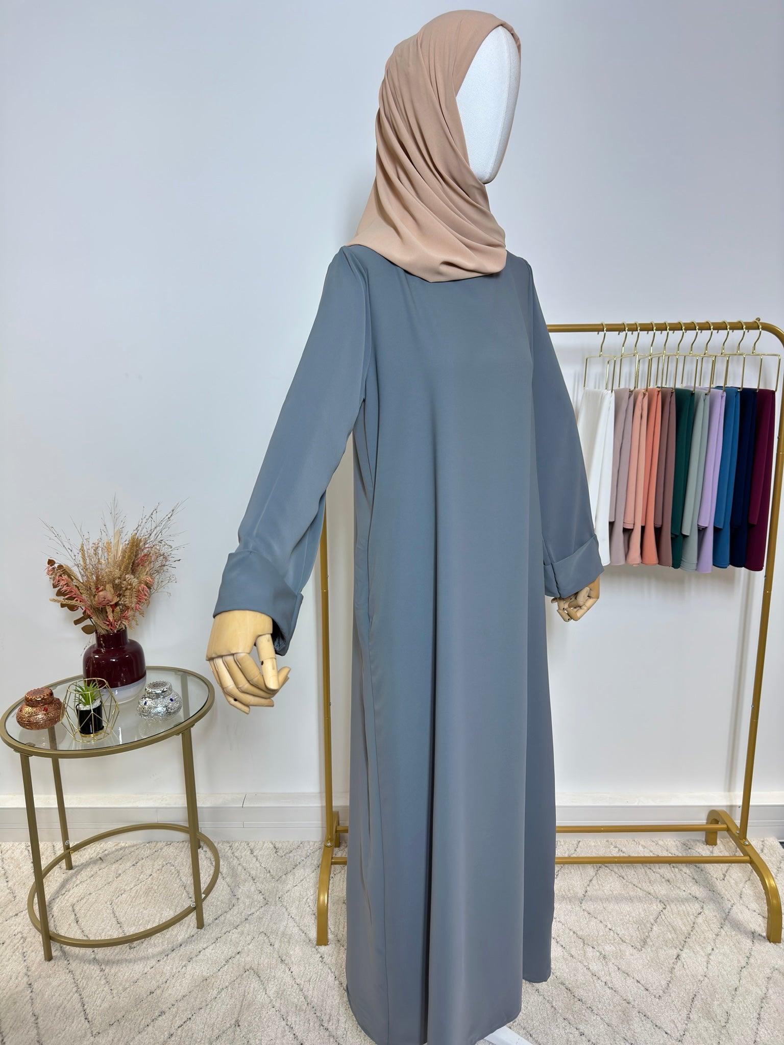 Abaya simple Leila - Gris - My Qamis Homme