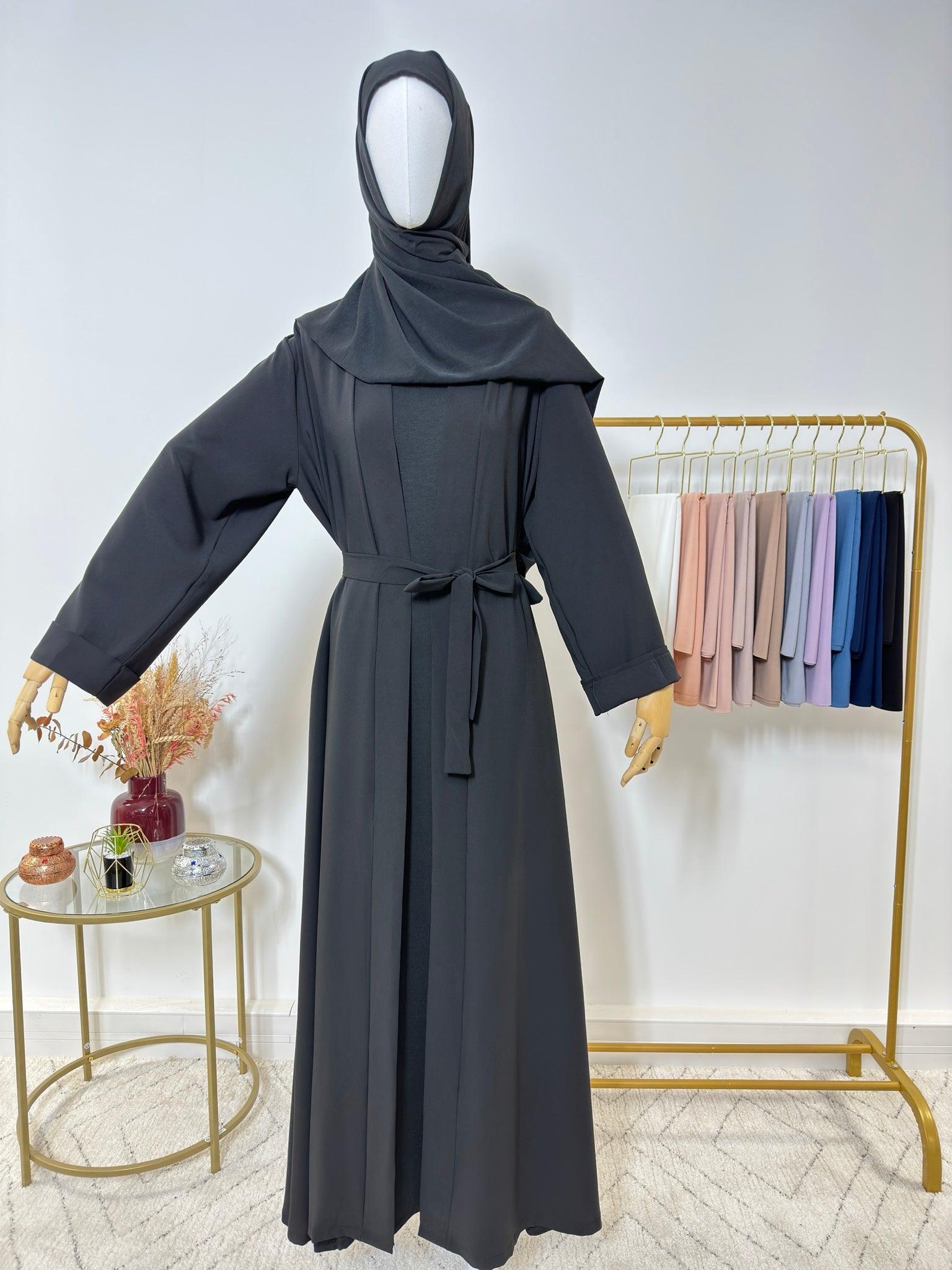 Ensemble Abaya Kimono 2 pièces - Alya – Noir + Noir - My Qamis Homme