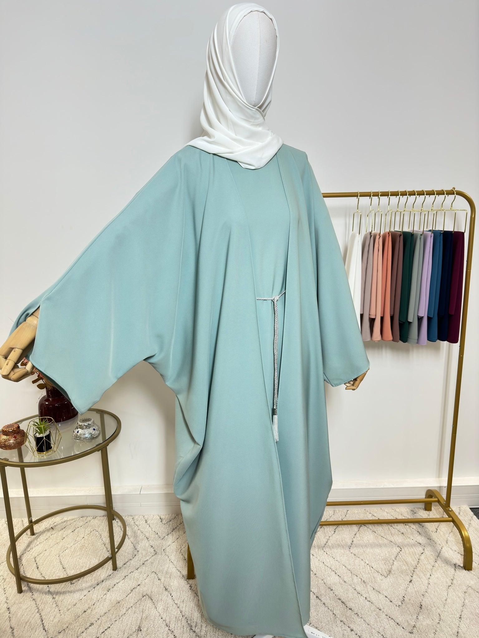 Ensemble Abaya Kimono 2 pièces - Léna - Bleu Turquoise - My Qamis Homme