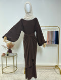 Ensemble Abaya + Tablier à nouer amovible - Safia - Marron - My Qamis Homme