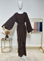 Ensemble Abaya + Tablier à nouer amovible - Safia - Marron - My Qamis Homme