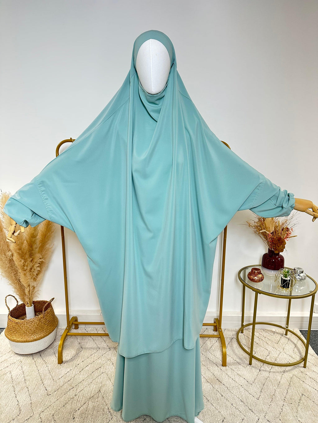 Ensemble Jilbab + Jupe Premium - Jilbab Soie de Médine - Bleu Turquoise - My Qamis Homme