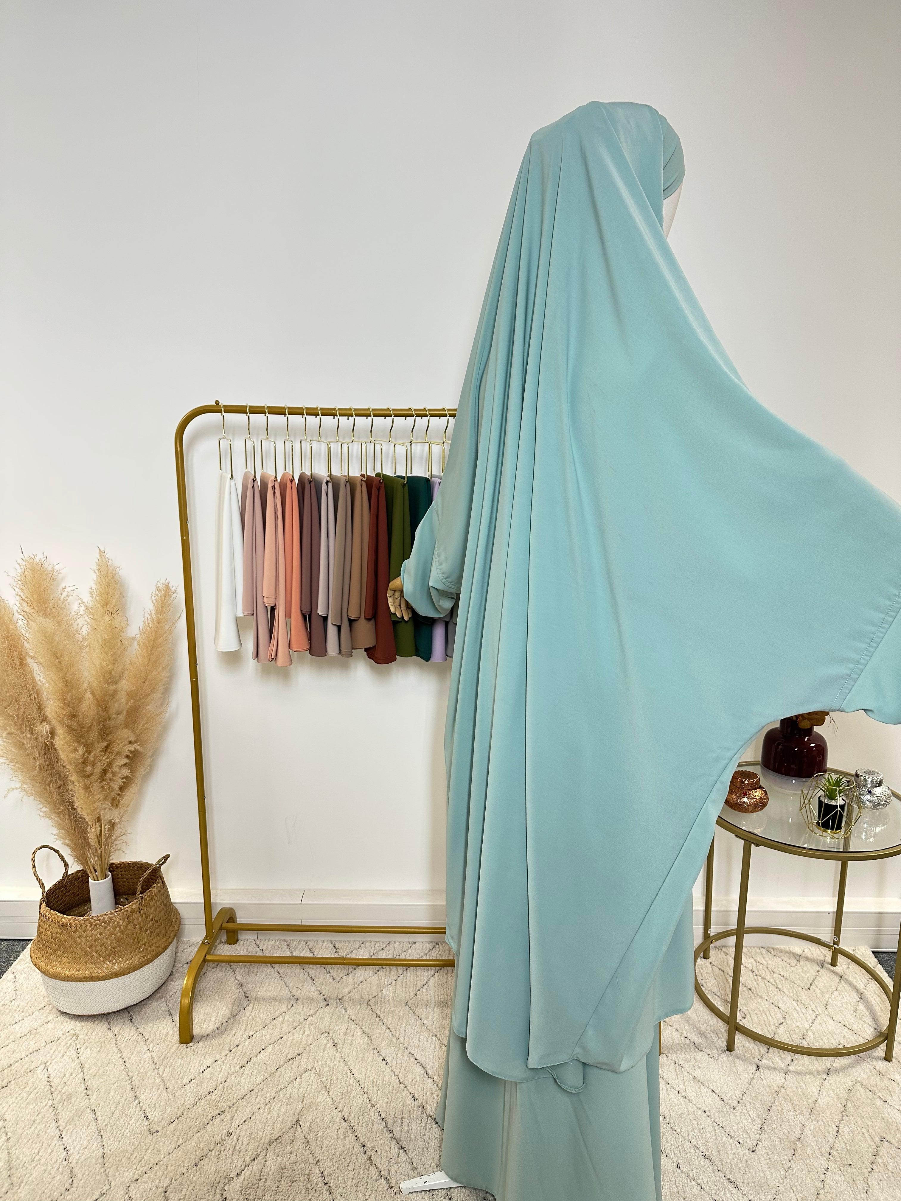 Ensemble Jilbab + Jupe Premium - Jilbab Soie de Médine - Bleu Turquoise - My Qamis Homme