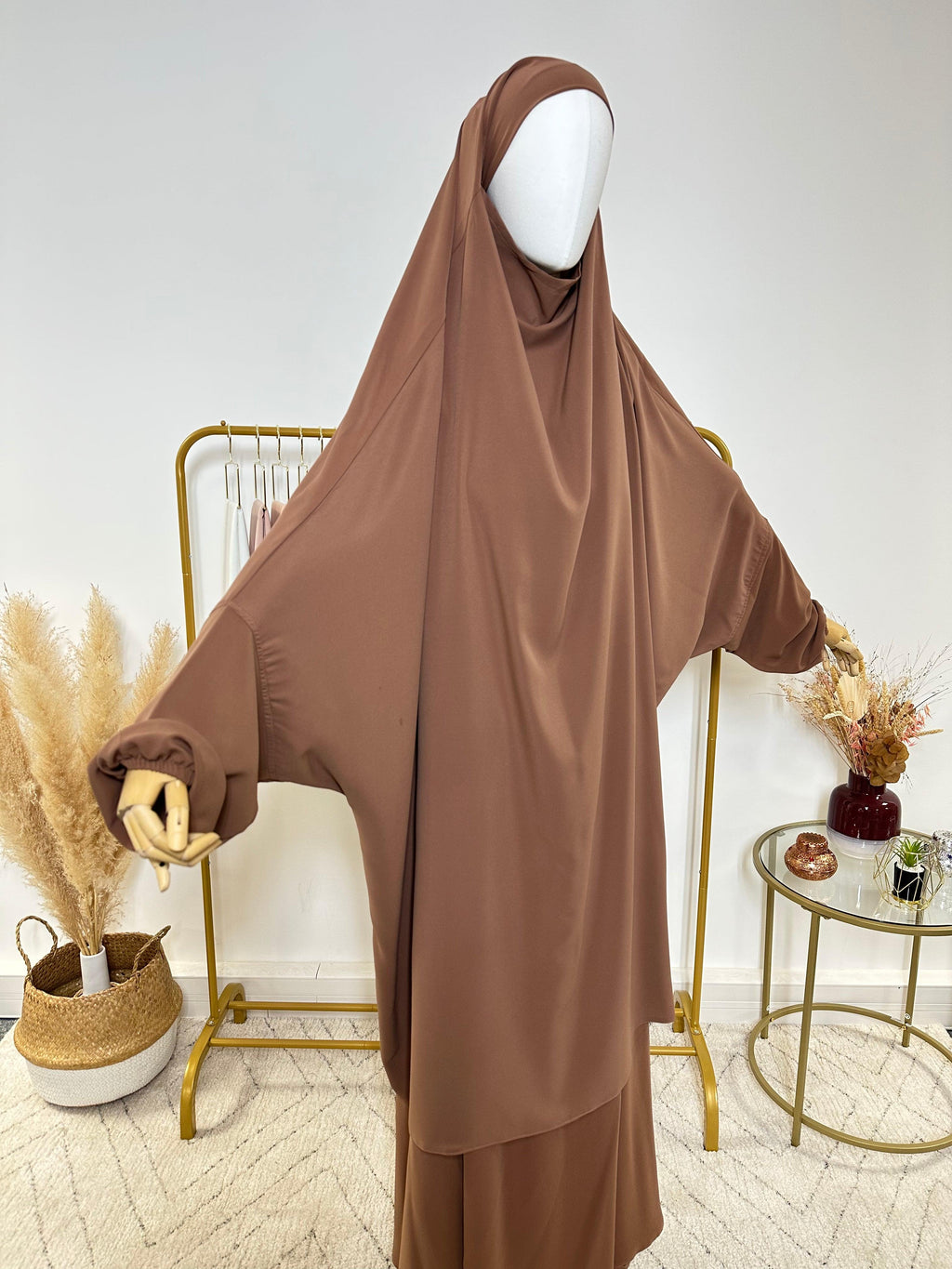 Ensemble Jilbab + Jupe Premium - Jilbab Soie de Médine - Camel Marron - My Qamis Homme