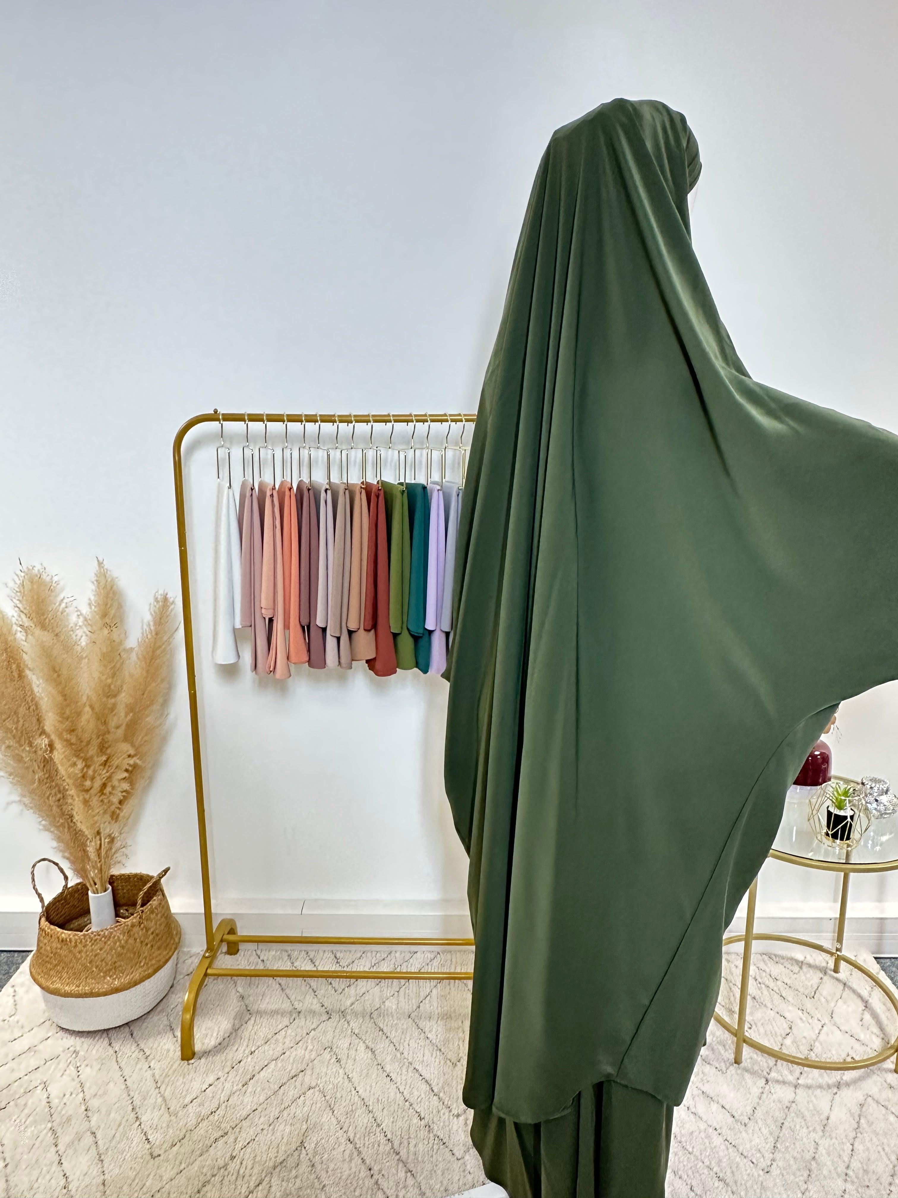 Ensemble Jilbab + Jupe Premium - Jilbab Soie de Médine - Vert Kaki - My Qamis Homme