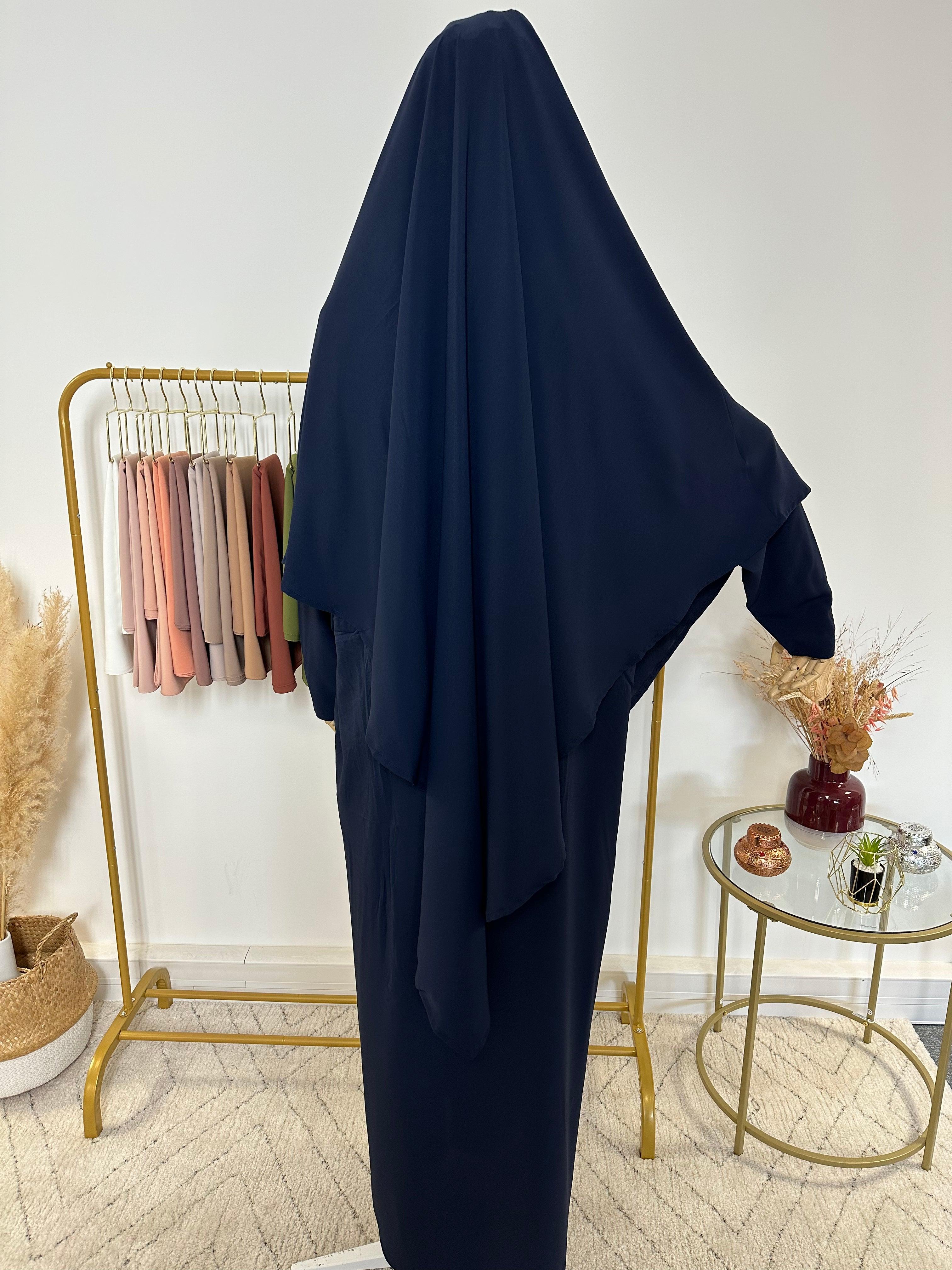 Ensemble Khimar + Abaya en Jersey Premium - Bleu Marine - My Qamis Homme