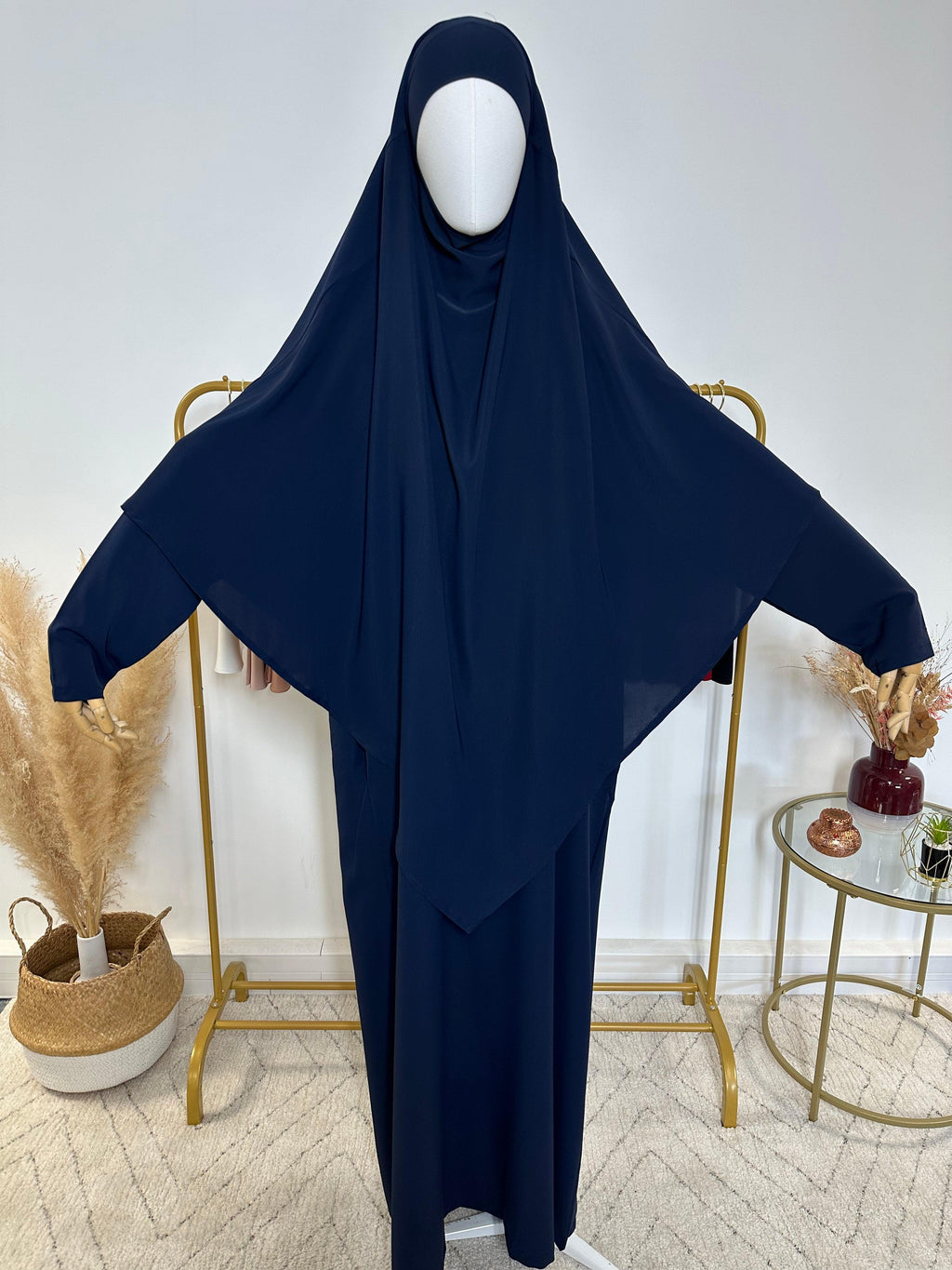 Ensemble Khimar + Abaya en Jersey Premium - Bleu Marine - My Qamis Homme