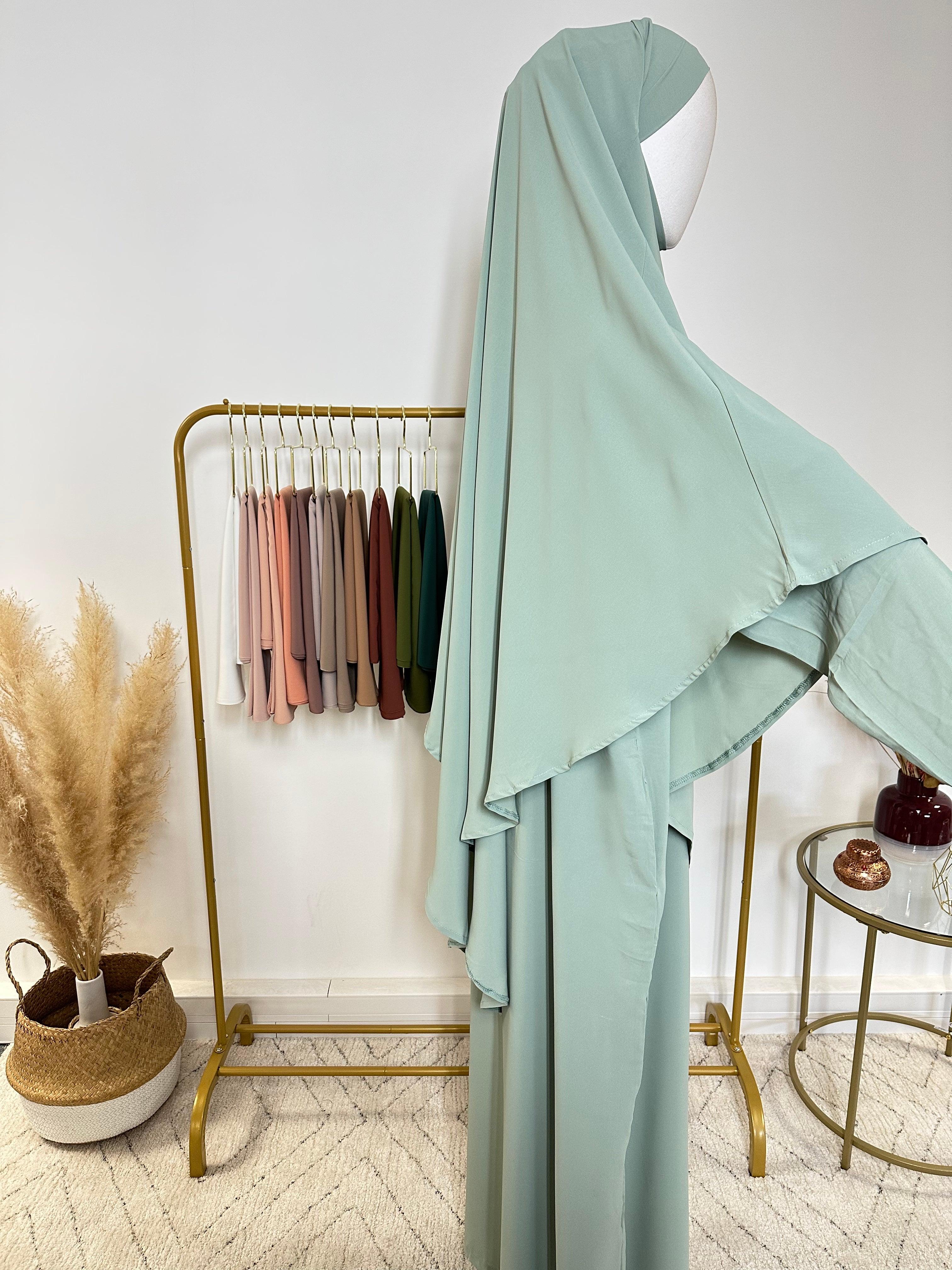 Ensemble Khimar + Abaya en Jersey Premium - Bleu Vert - My Qamis Homme