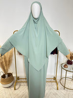 Ensemble Khimar + Abaya en Jersey Premium - Bleu Vert - My Qamis Homme