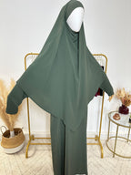 Ensemble Khimar + Abaya en Jersey Premium - Vert Kaki - My Qamis Homme