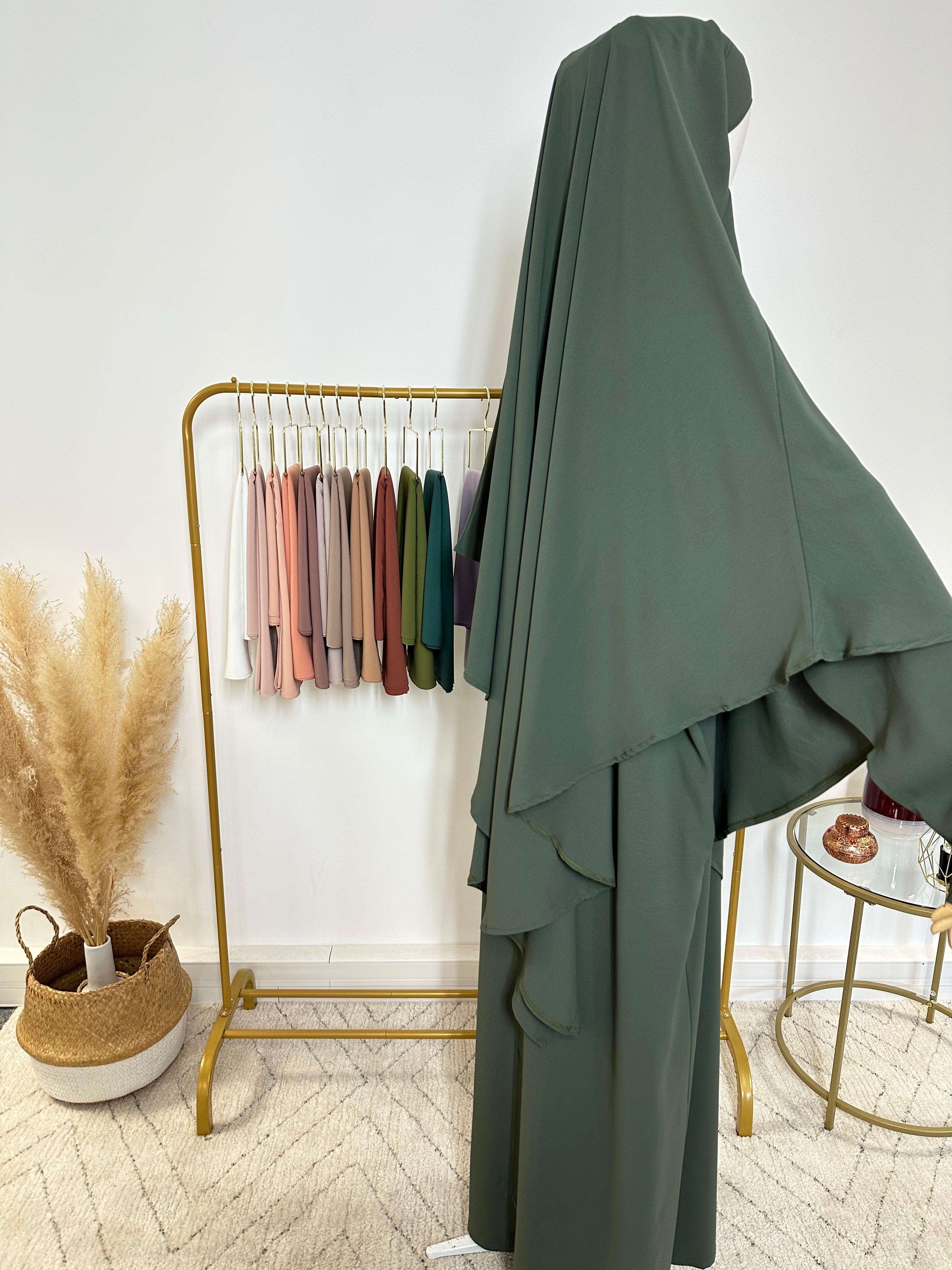 Ensemble Khimar + Abaya en Jersey Premium - Vert Kaki - My Qamis Homme