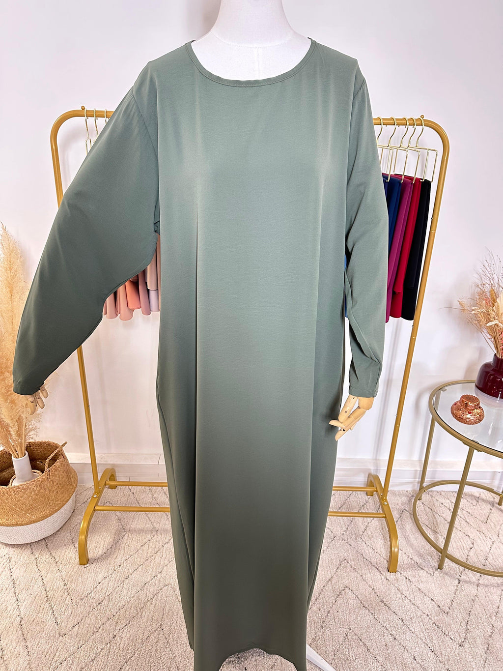 Ensemble Khimar + Abaya en Jersey Premium - Vert Kaki - My Qamis Homme