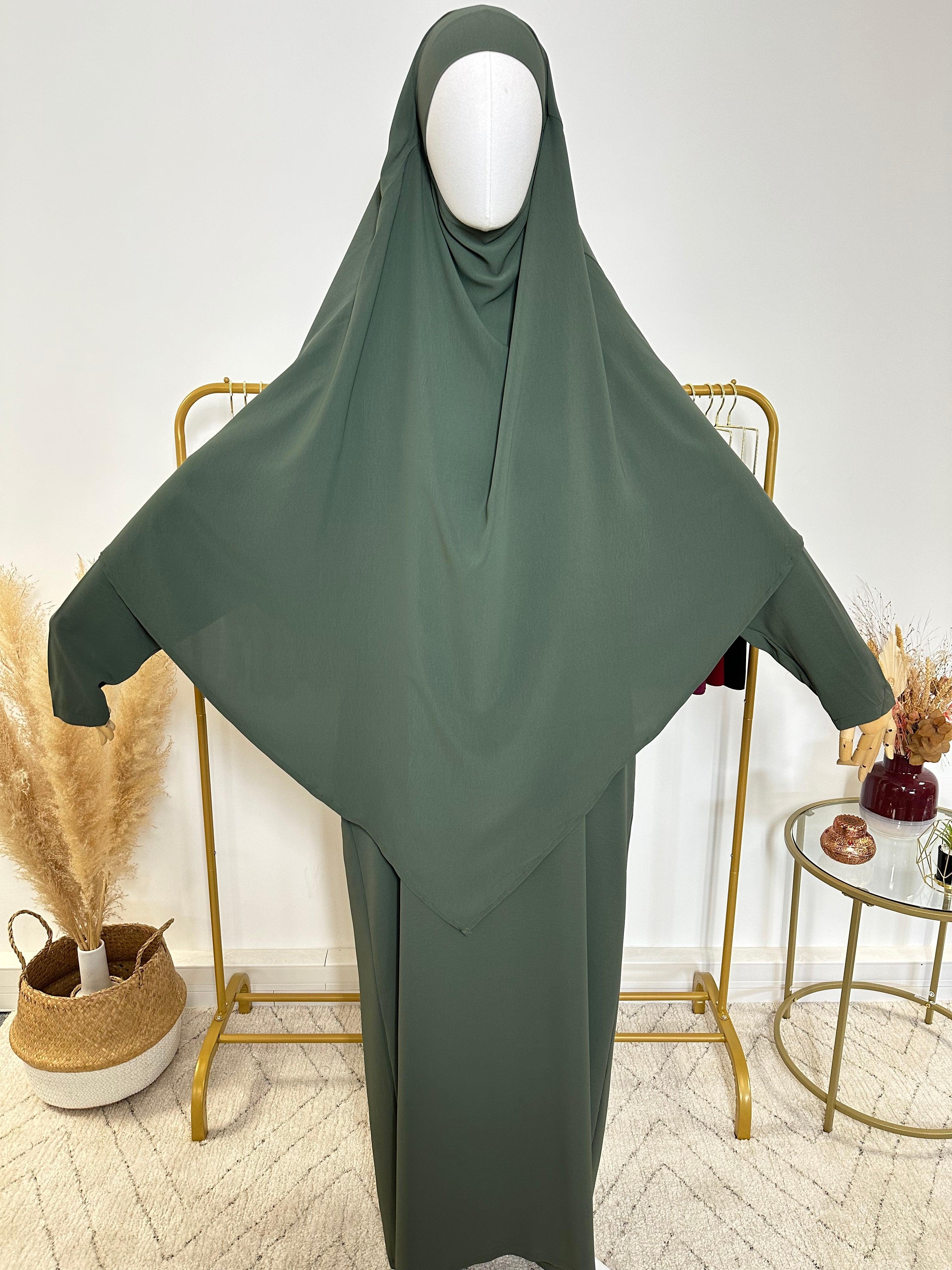 Ensemble Khimar + Abaya en Jersey Premium - Vert Kaki - My Qamis Homme