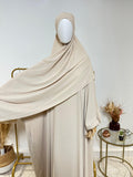 Hijab 3 plis avec bandeau intégré - Hijab en Soie de Médine - Beige - My Qamis Homme