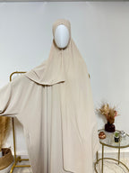 Hijab 3 plis avec bandeau intégré - Hijab en Soie de Médine - Beige - My Qamis Homme