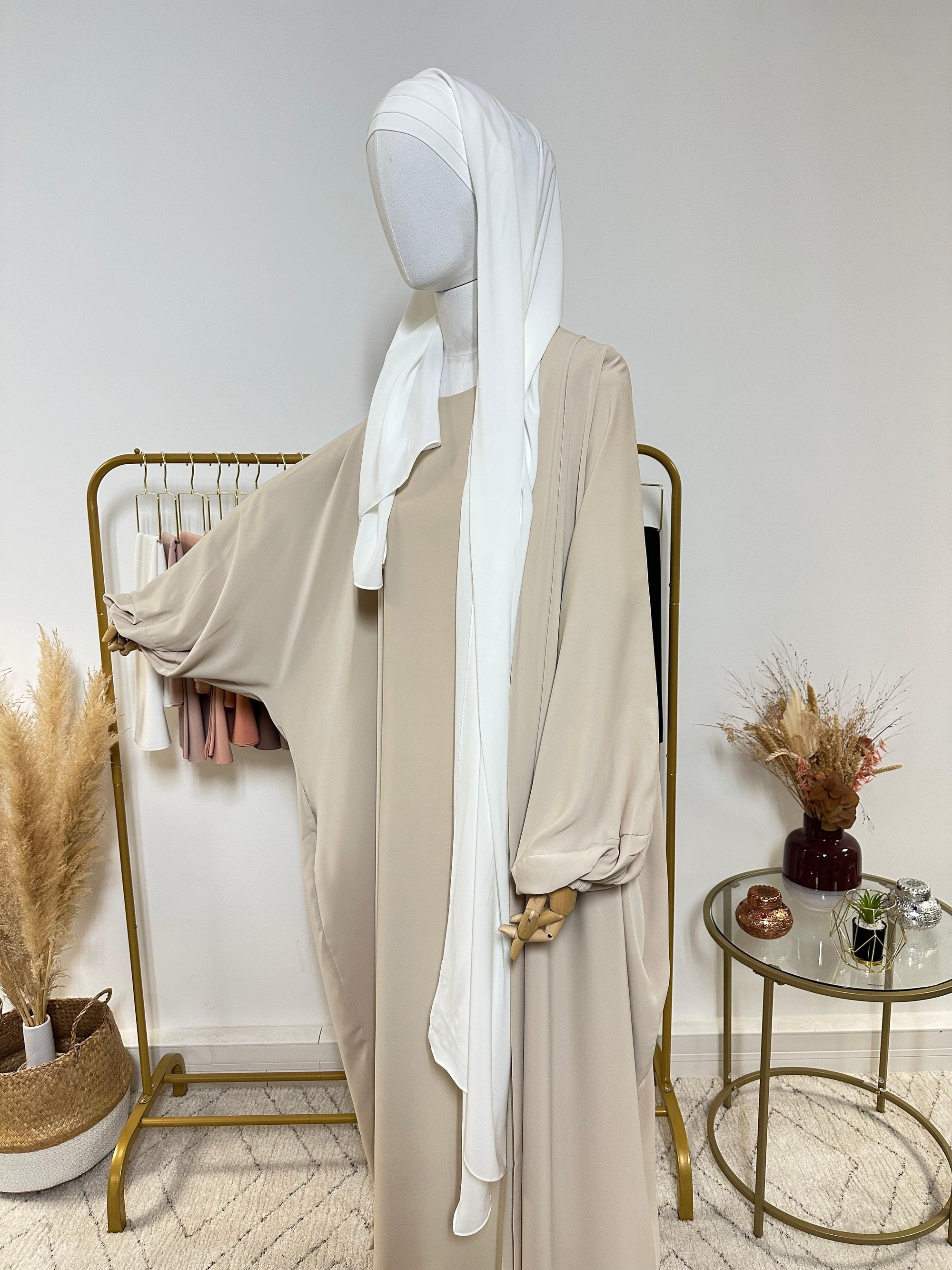 Hijab 3 plis avec bandeau intégré - Hijab en Soie de Médine - Blanc - My Qamis Homme