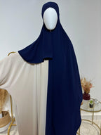 Hijab 3 plis avec bandeau intégré - Hijab en Soie de Médine - Bleu Marine - My Qamis Homme