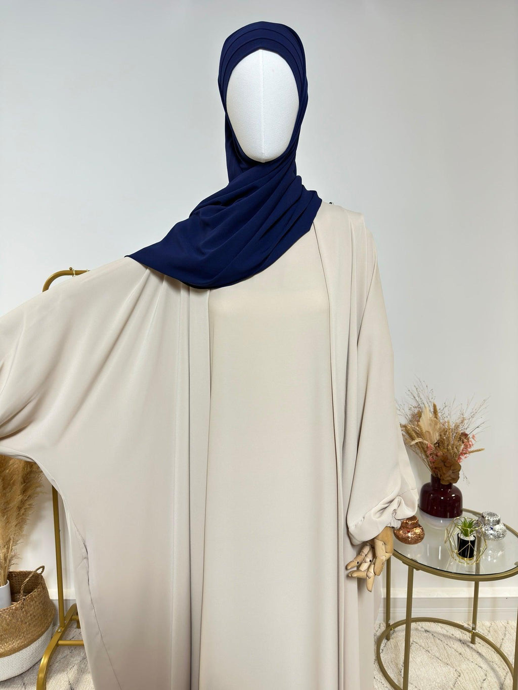Hijab 3 plis avec bandeau intégré - Hijab en Soie de Médine - Bleu Marine - My Qamis Homme