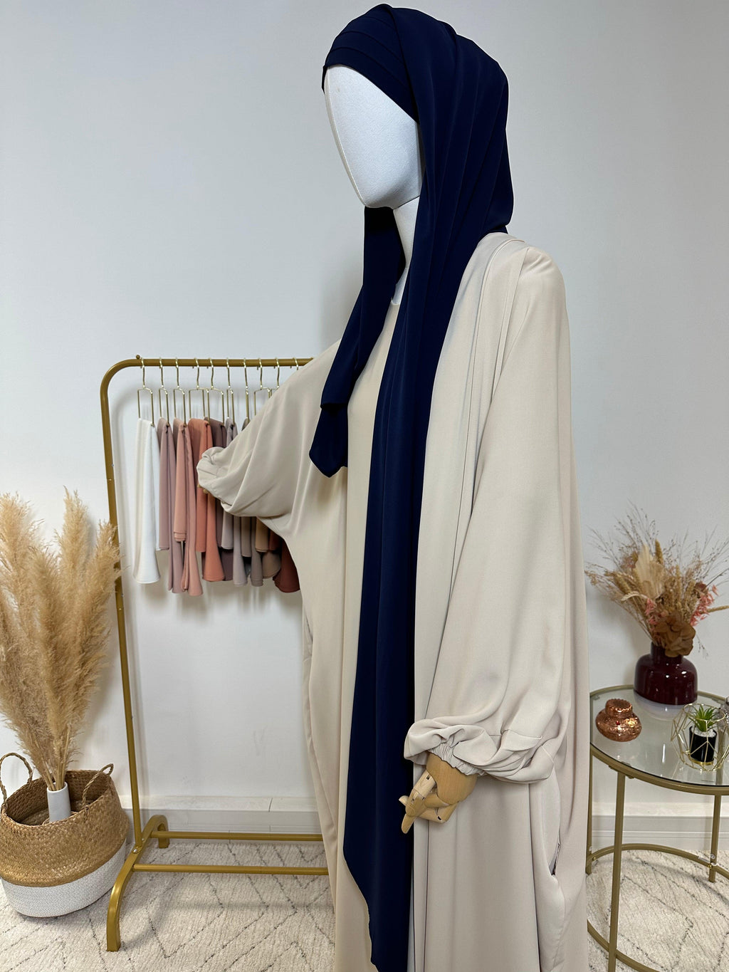 Hijab 3 plis avec bandeau intégré - Hijab en Soie de Médine - Bleu Marine - My Qamis Homme