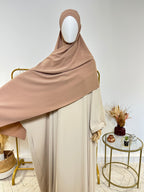 Hijab 3 plis avec bandeau intégré - Hijab en Soie de Médine - Camel - My Qamis Homme