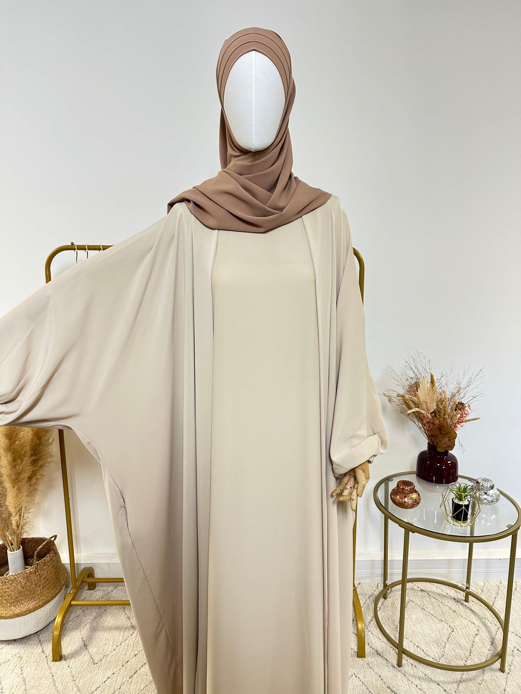 Hijab 3 plis avec bandeau intégré - Hijab en Soie de Médine - Camel - My Qamis Homme