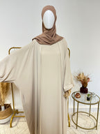 Hijab 3 plis avec bandeau intégré - Hijab en Soie de Médine - Camel - My Qamis Homme