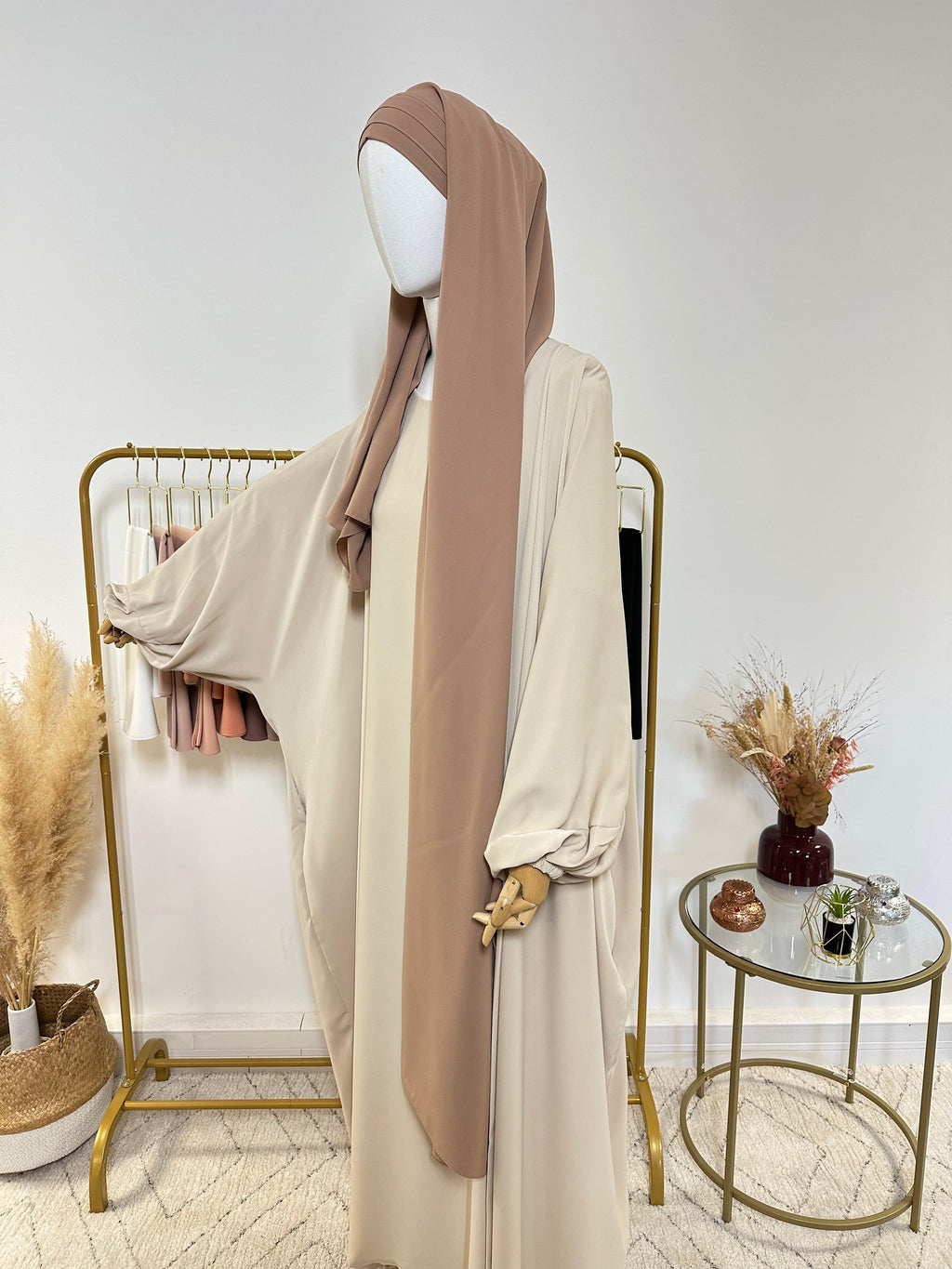 Hijab 3 plis avec bandeau intégré - Hijab en Soie de Médine - Camel - My Qamis Homme