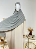 Hijab 3 plis avec bandeau intégré - Hijab en Soie de Médine - Gris - My Qamis Homme