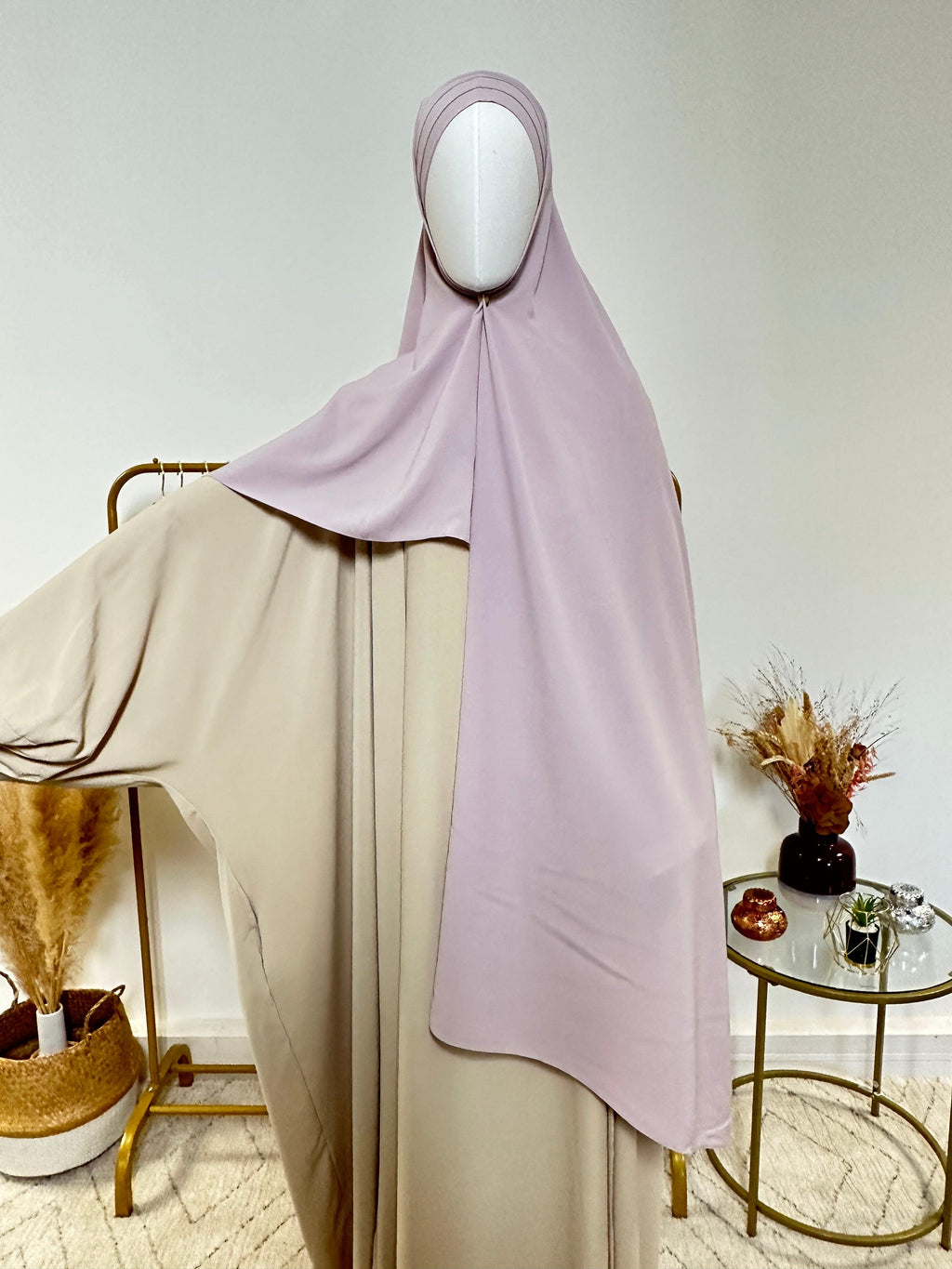 Hijab 3 plis avec bandeau intégré - Hijab en Soie de Médine - Lilas - My Qamis Homme