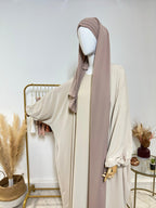 Hijab 3 plis avec bandeau intégré - Hijab en Soie de Médine - Marron 3 / Taupe - My Qamis Homme