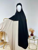 Hijab 3 plis avec bandeau intégré - Hijab en Soie de Médine - Noir - My Qamis Homme