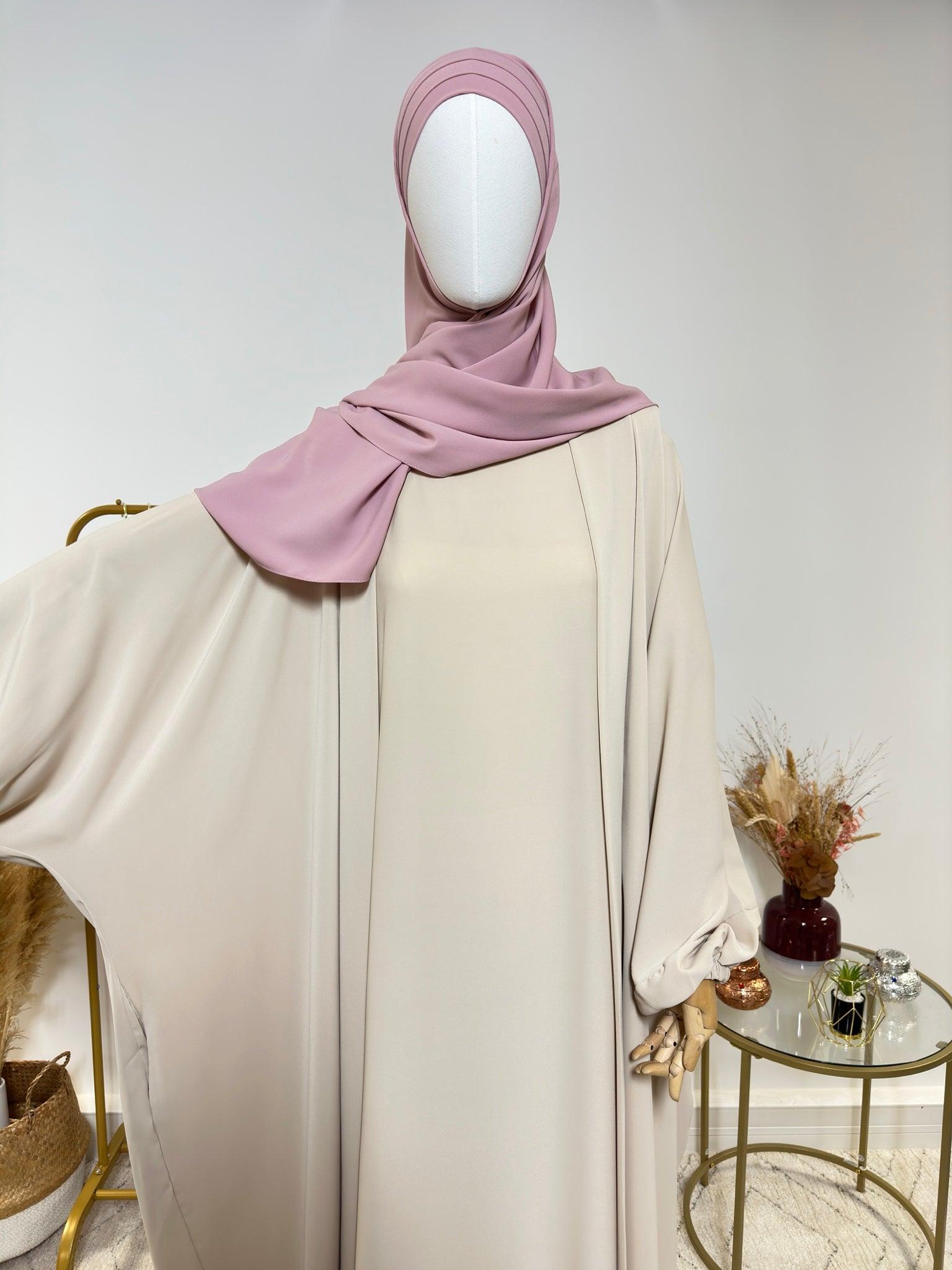 Hijab 3 plis avec bandeau intégré - Hijab en Soie de Médine - Rose - My Qamis Homme