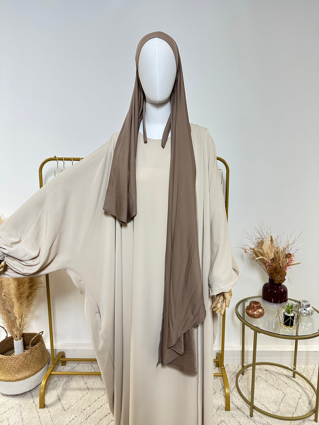 Hijab Jersey Lycra épais - Hijab à enfiler -Taupe - My Qamis Homme