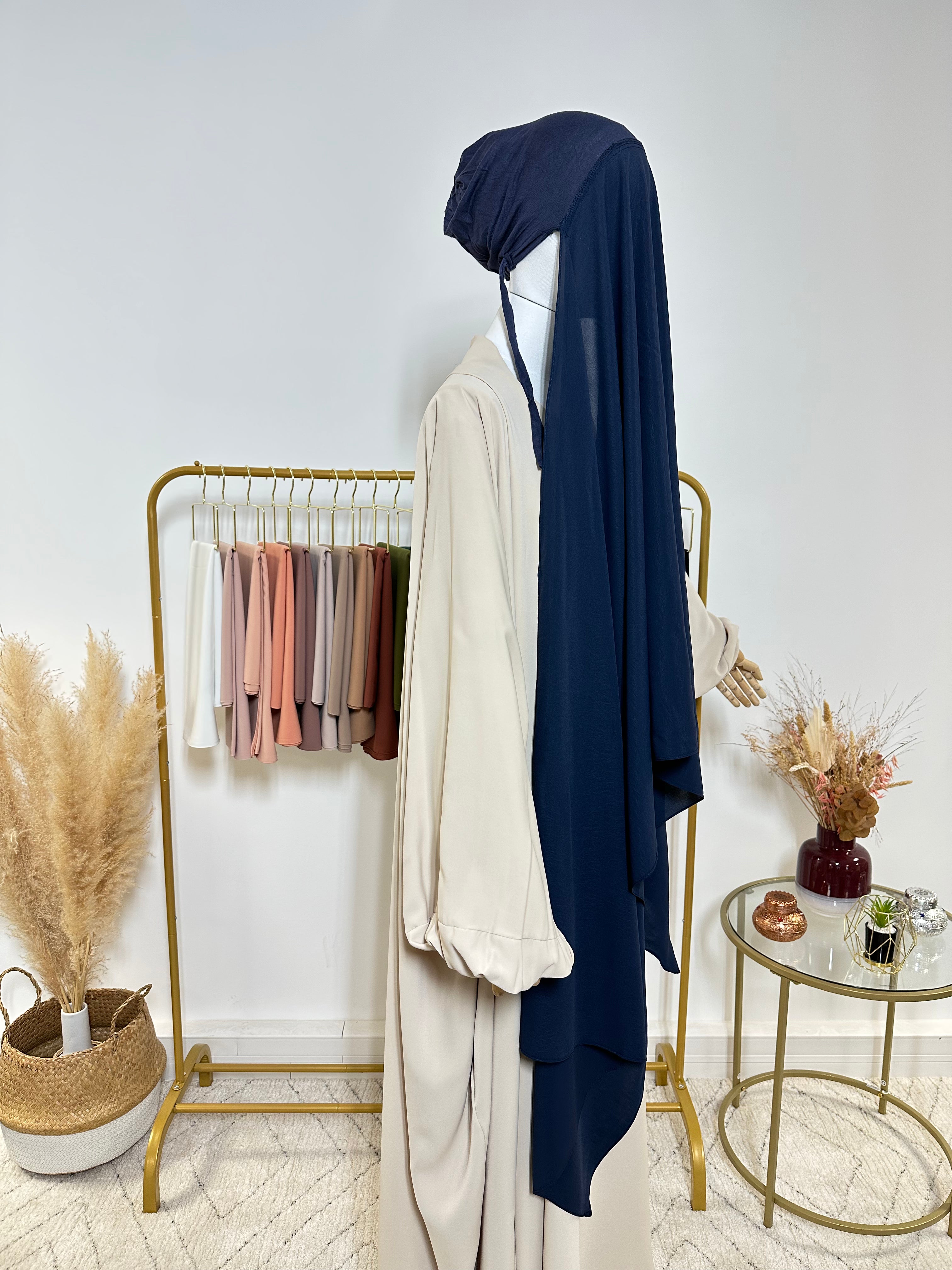 Hijab Jersey Premium - Hijab à enfiler - Bleu marine - My Qamis Homme