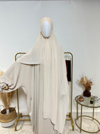 Hijab Mousseline - Hijab à enfiler avec bonnet croisé intégré - Beige - My Qamis Homme