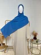 Hijab Mousseline - Hijab à enfiler avec bonnet croisé intégré - Bleu - My Qamis Homme