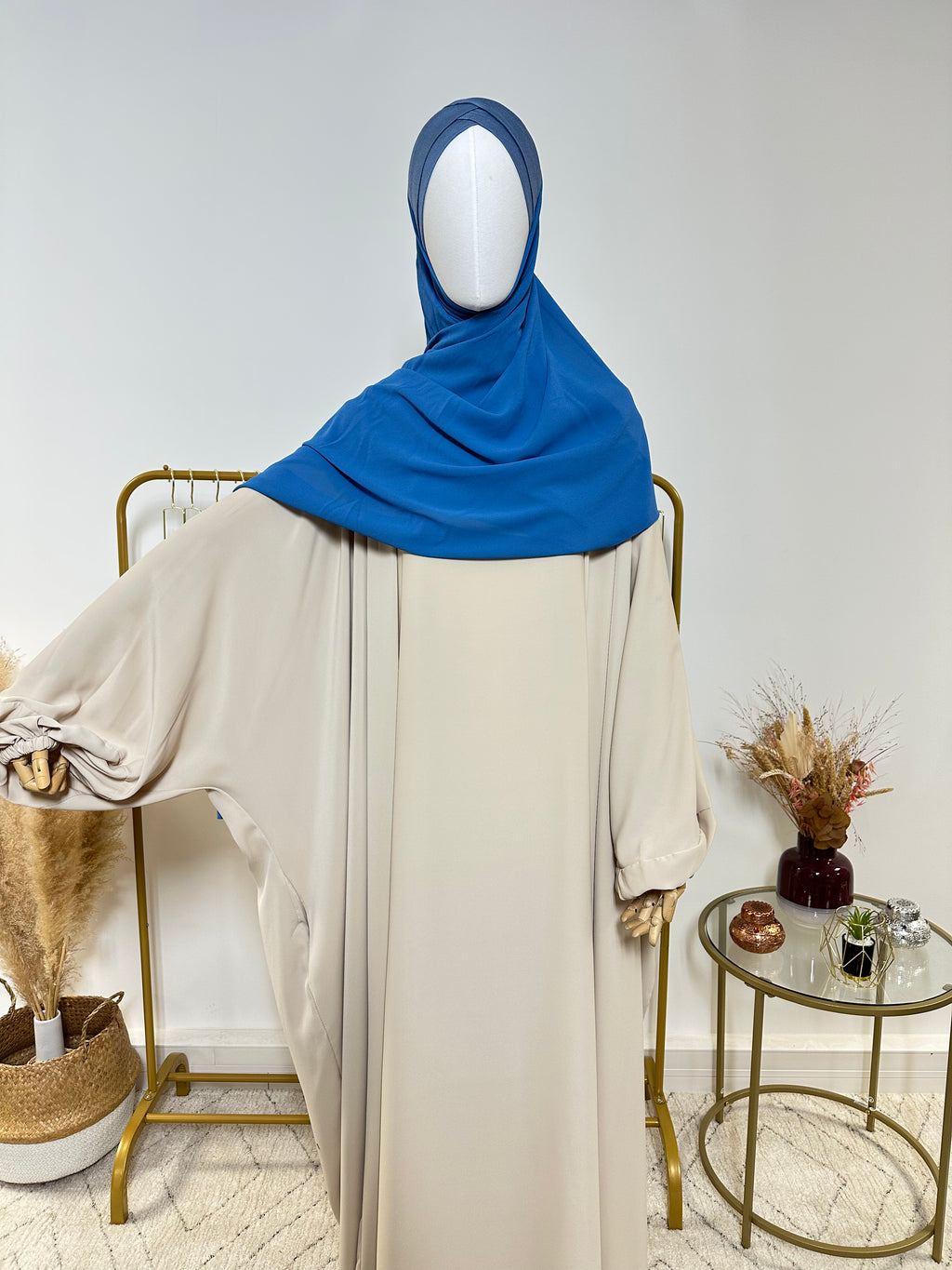 Hijab Mousseline - Hijab à enfiler avec bonnet croisé intégré - Bleu - My Qamis Homme