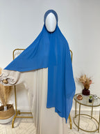 Hijab Mousseline - Hijab à enfiler avec bonnet croisé intégré - Bleu - My Qamis Homme