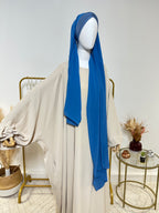 Hijab Mousseline - Hijab à enfiler avec bonnet croisé intégré - Bleu - My Qamis Homme