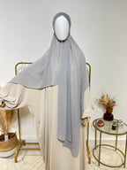 Hijab Mousseline - Hijab à enfiler avec bonnet croisé intégré - Gris Clair - My Qamis Homme