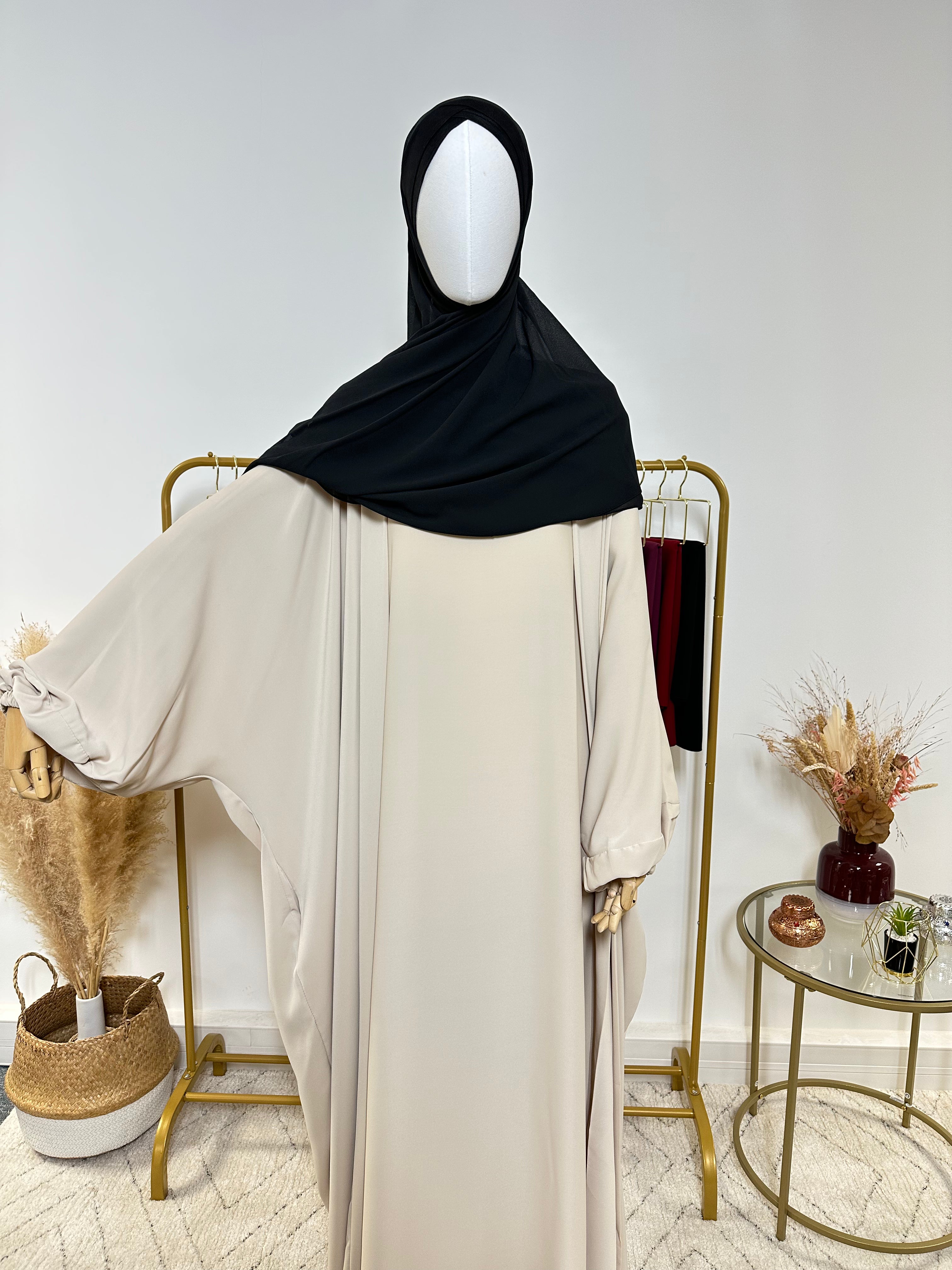 Hijab Mousseline - Hijab à enfiler avec bonnet croisé intégré - Noir - My Qamis Homme