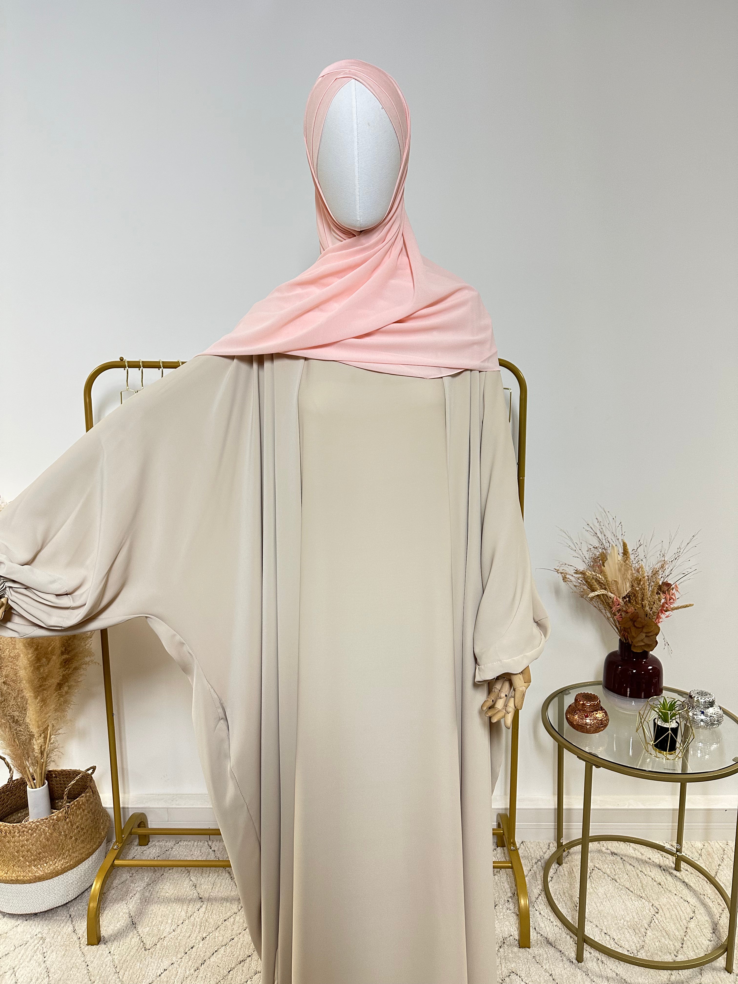 Hijab Mousseline - Hijab à enfiler avec bonnet croisé intégré - Rose clair - My Qamis Homme